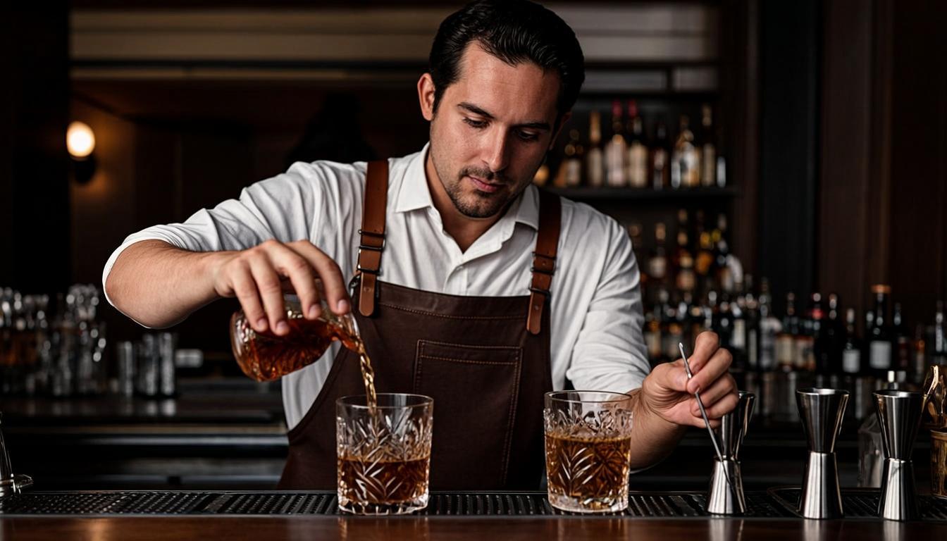 Barman preparando cócteles en ISMISA Rooftop